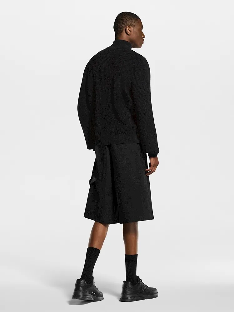 Louis Vuitton/Louis Vuitton Damier cable half-zip turtleneck sweater